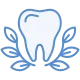 Graphic of a tooth with leaves representing dental care.