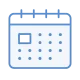 A blue outline of a calendar icon.