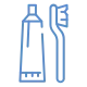 Icon of a toothbrush and toothpaste tube for dental services.