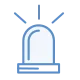 Blue emergency light icon with a glowing effect.