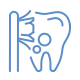 Tooth and toothbrush icon representing dental hygiene.