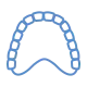 Invisalign tray icon in light blue outline.