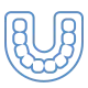 Stylized blue dental appliance icon