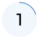 Number one in a light blue circle icon.