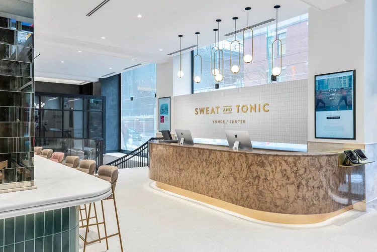 Front desk of Sweat and Tonic fitness studio