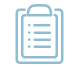 A clipboard with a checklist illustration in light blue.