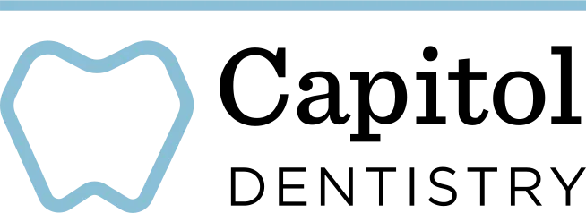 Simple logo for Capitol Dentistry in blue.