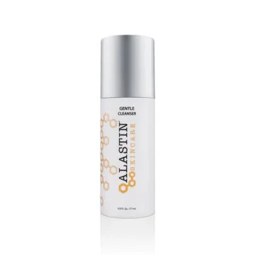 Alastin Gentle Cleanser bottle with white and silver design.
