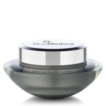 SkinMedica Dermal Repair Cream in a gray jar with metallic lid.